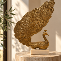 Mayura – Antique Gold Peacock Sculpture