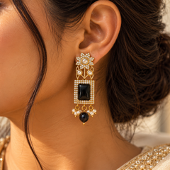 Noir Gul Earrings – Black Onyx-Inspired Statement Earrings