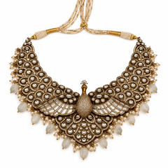 Mayur Mahal Kundan Necklace & Earrings Set