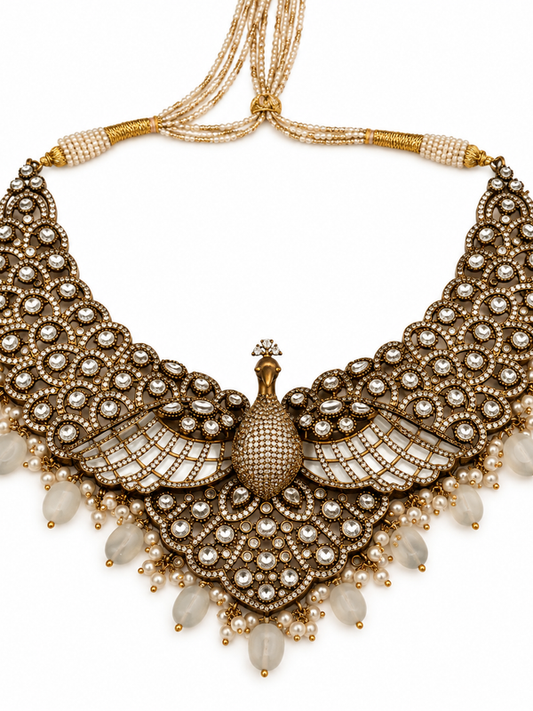 Mayur Mahal Kundan Necklace & Earrings Set