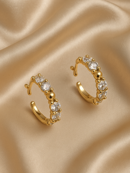 Regal Crystal Huggie Earrings
