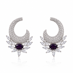 Noor Amethyst Crescent Earrings