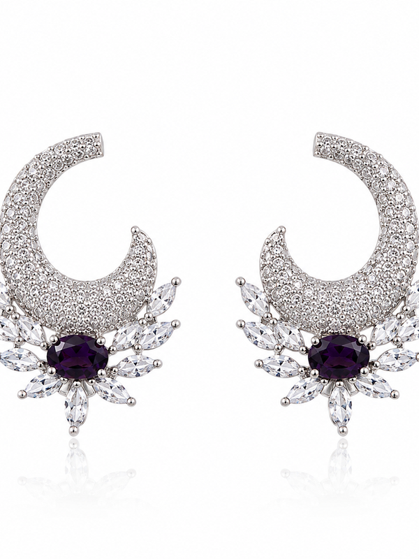 Noor Amethyst Crescent Earrings