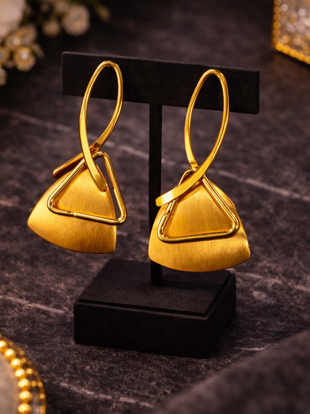 Modern Geometry Gold Drop Earrings