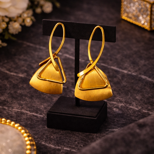 Modern Geometry Gold Drop Earrings