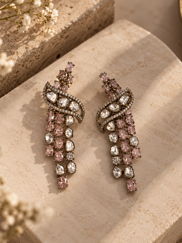 Roshanara Blush Polki Necklace & Earrings Set