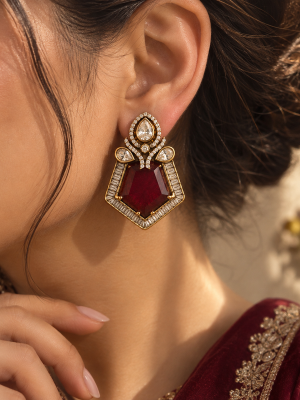 Zaira Ruby Deco Studs