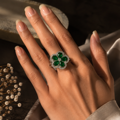 Emerald Bloom Statement Ring