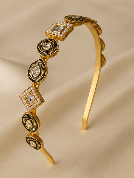 Heritage Kundan & Pearl Statement Headband