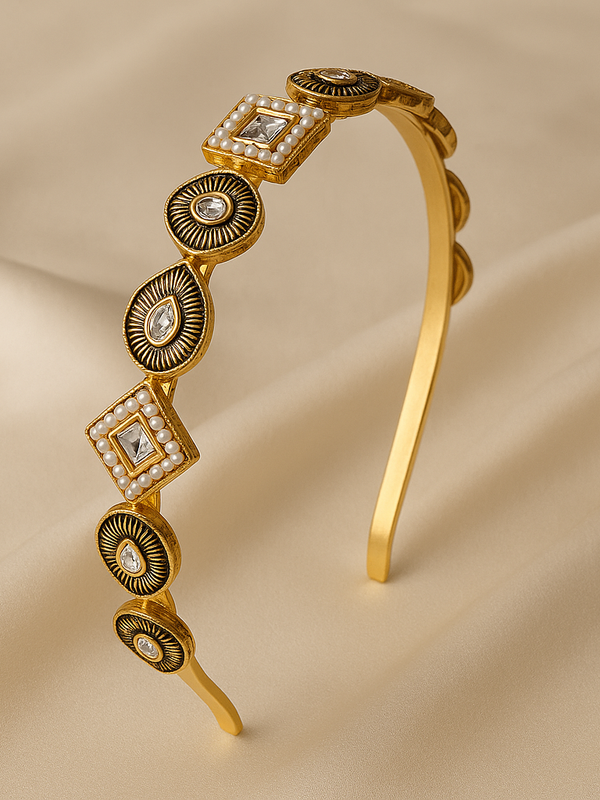 Heritage Kundan & Pearl Statement Headband