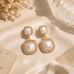 Isla Pearl Halo Drop Earrings