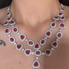 Crimson Glaze Diamond Necklace Set