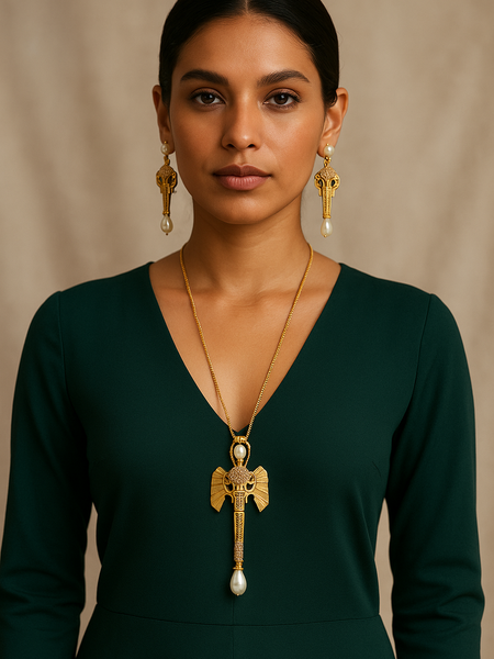 Elephant Pearl Necklace Set
