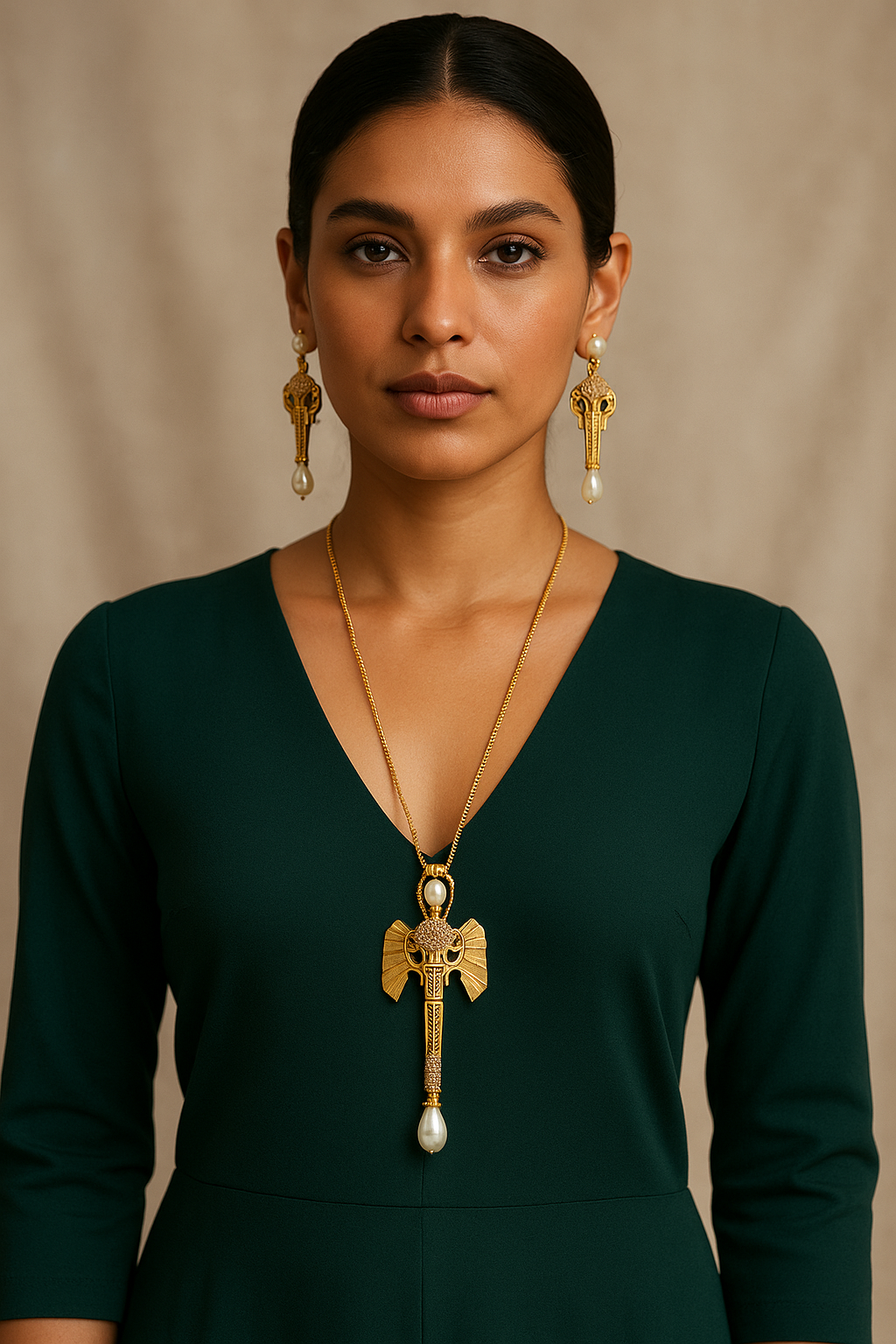 Elephant Pearl Necklace Set