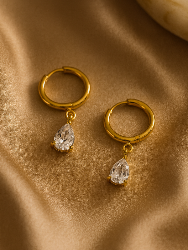 Aurora Teardrop Diamond Hoops
