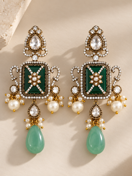 Zehra Mint Polki Statement Necklace Set