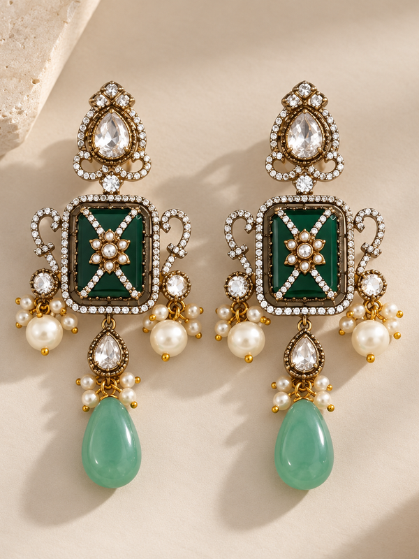 Zehra Mint Polki Statement Necklace Set