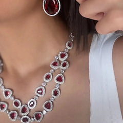 Crimson Glaze Diamond Necklace Set