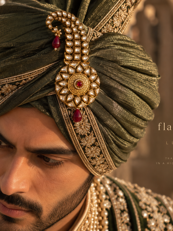Abeer Ruby Kundan Men’s Kalgi