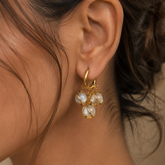 Celeste Mother of Pearl Charm Huggie Earrings