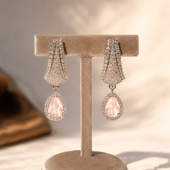 Elara Blush Crystal Drop Earrings