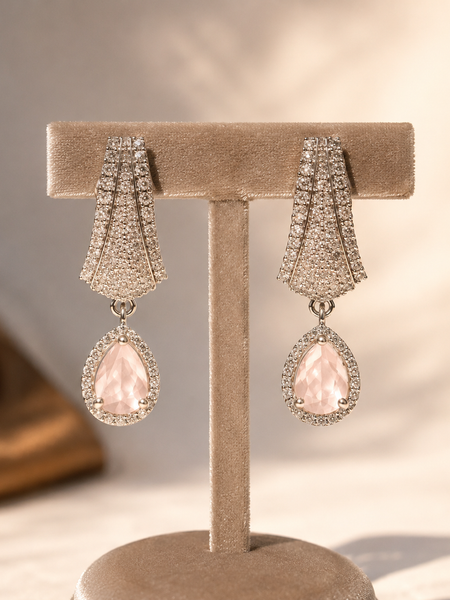 Elara Blush Crystal Drop Earrings