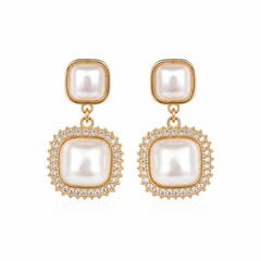 Isla Pearl Halo Drop Earrings