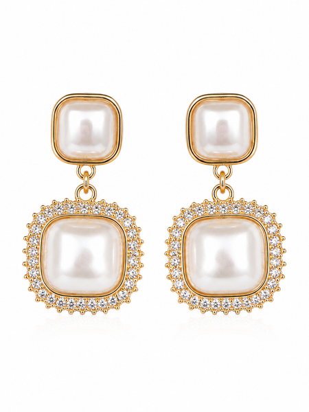Isla Pearl Halo Drop Earrings