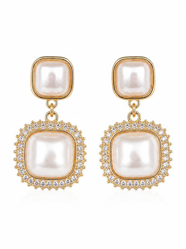 Isla Pearl Halo Drop Earrings