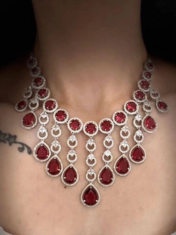 Rouge Cascade Diamond Necklace Set