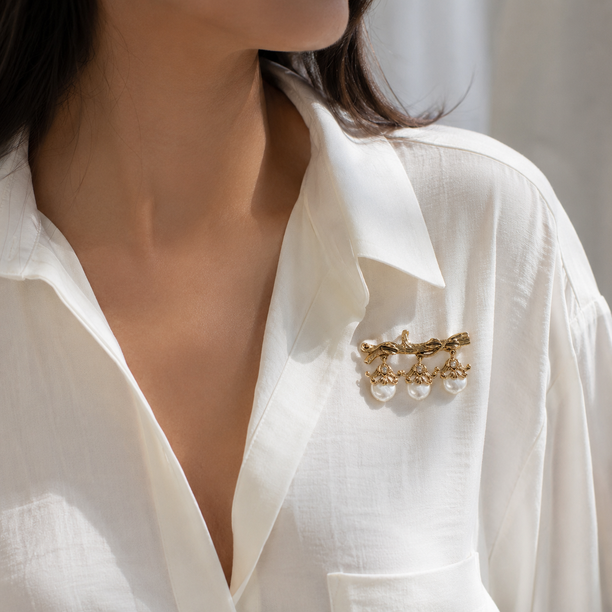 Elysian Pearl Vine Brooch