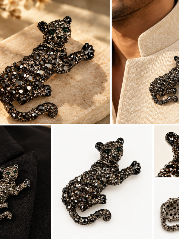 Noir Panther Brooch