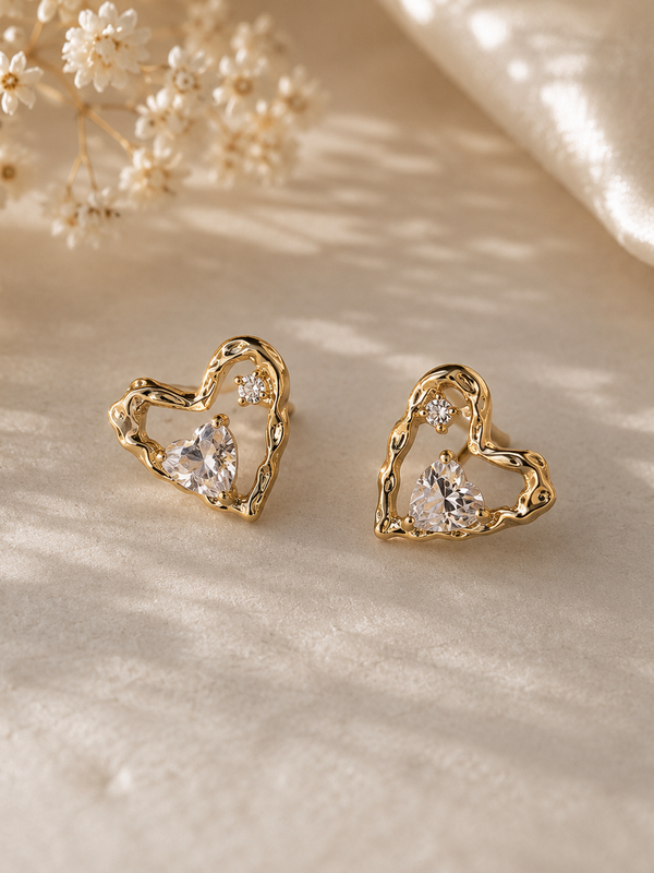 Amour Open Heart Stud Earrings