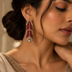 Mehrunisa Ruby Cascade Necklace & Earrings Set