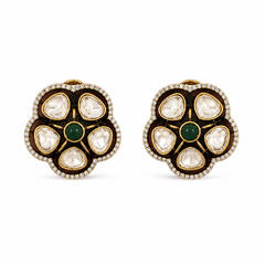 Meher Emerald Polki Studs