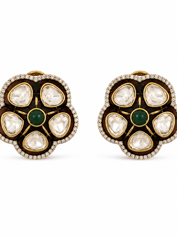 Meher Emerald Polki Studs