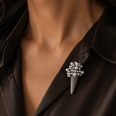 Midnight Pearl Cascade Brooch