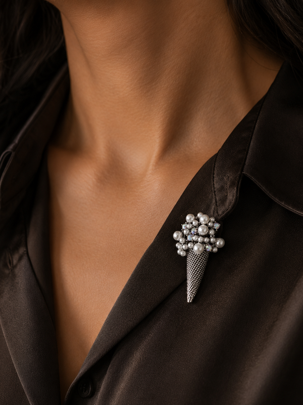 Midnight Pearl Cascade Brooch