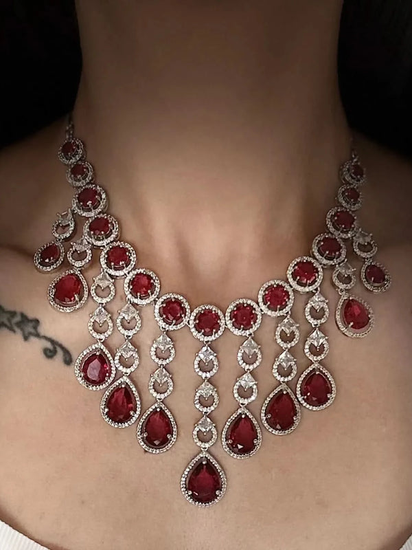 Rouge Cascade Diamond Necklace Set