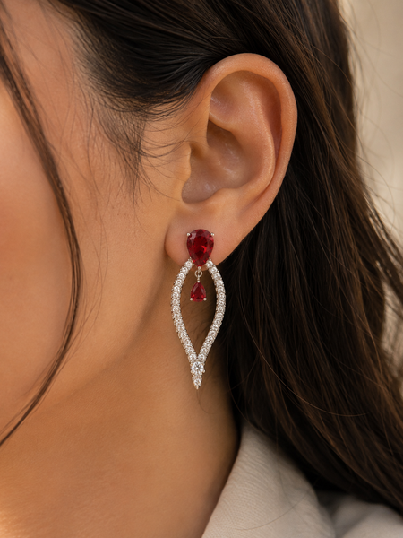 Crimson Halo Statement Earrings