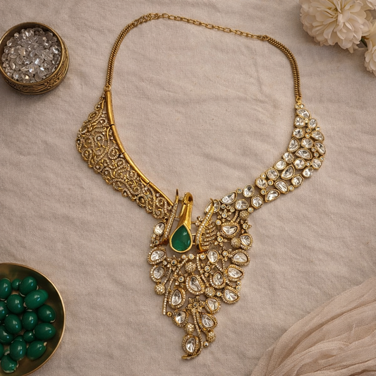 Emerald Peacock Heritage Necklace Set