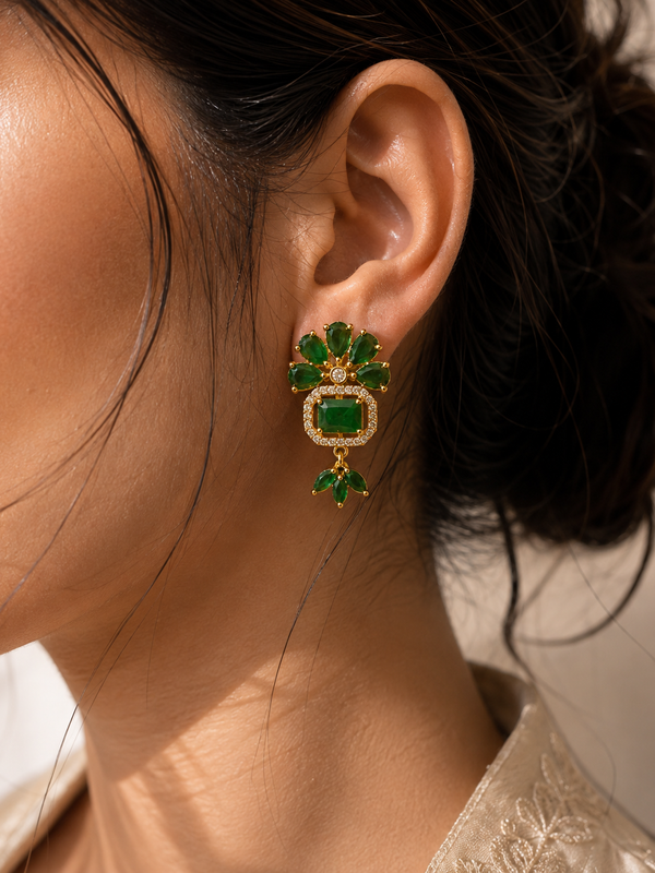 Aaranya Emerald Drop Earrings