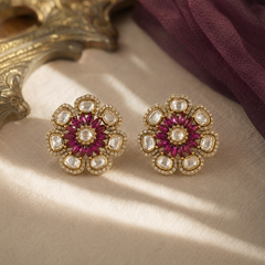 Mehr Ruby Kundan Floral Studs