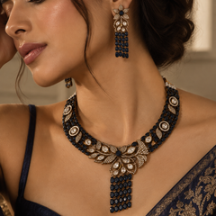 Neelanjali Sapphire Statement Necklace & Earrings Set