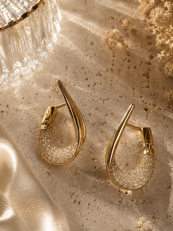 Luna Pavé Teardrop Hoops