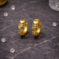 Golden Heart Crystal Huggie Earrings
