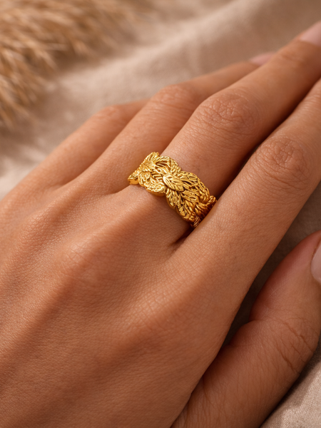 Heritage Leaf Weave Band Ring
