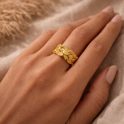 Heritage Leaf Weave Band Ring