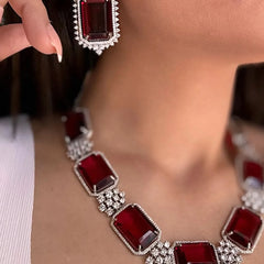 Regal Ruby Diamond Necklace Set