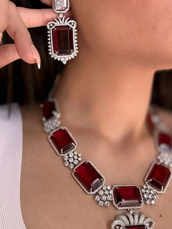 Regal Ruby Diamond Necklace Set